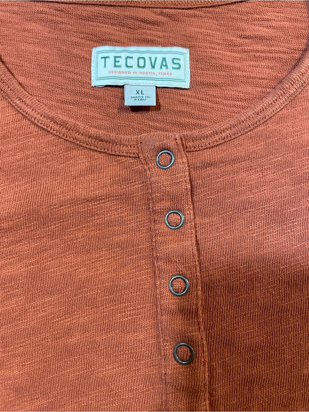 Tecovas Burnt Orange Henley Knit Top